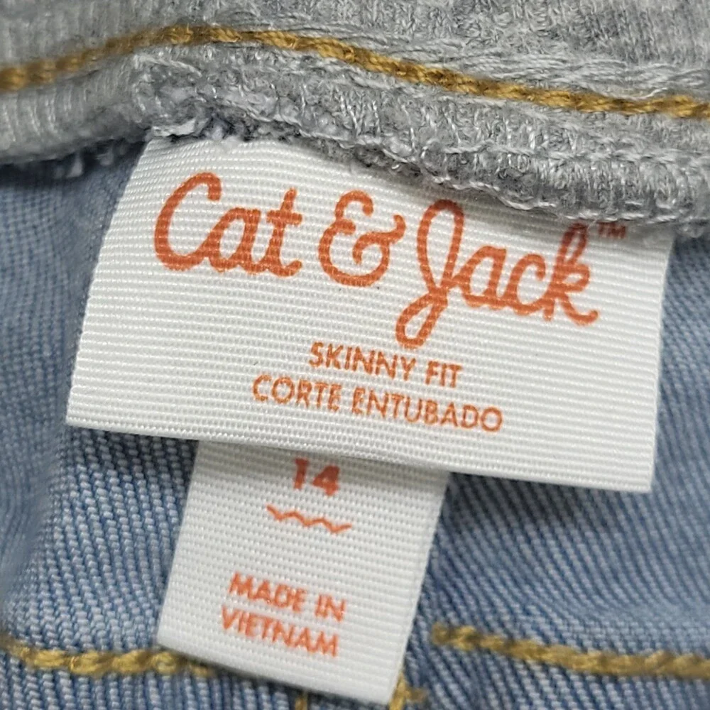 Girls Waist Pull On Skinny Jeans - Cat & Jack Medium Wash Blue Size 14